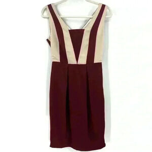 Marc Angelo Maroon/Beige Dress Size 8